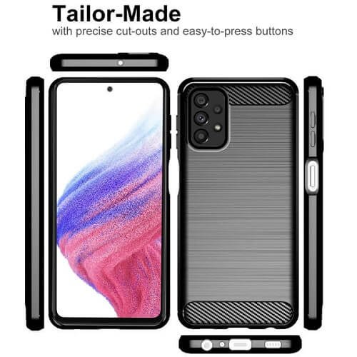 Samsung Galaxy A53 5G Shockproof Heavy Duty Rugged Matte Carbon Fiber Case Cover (Black)