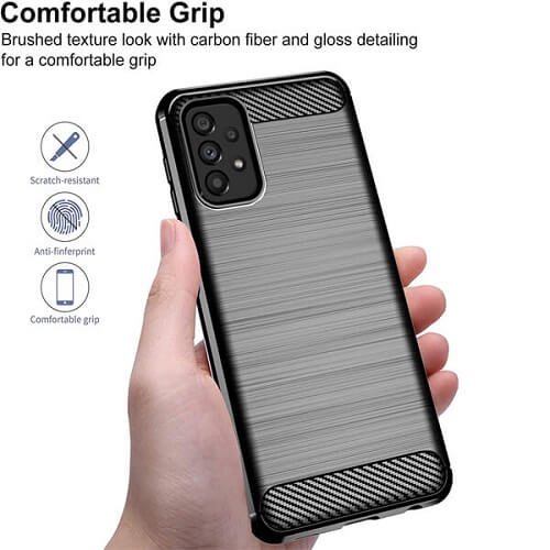 Samsung Galaxy A53 5G Shockproof Heavy Duty Rugged Matte Carbon Fiber Case Cover (Black)