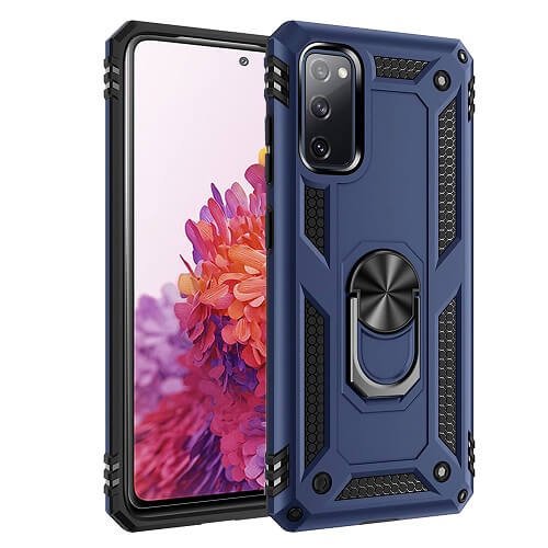 Samsung Galaxy S20 FE Case Magnetic Ring Holder Shockproof Heavy Duty Protective Back Cover (Blue)