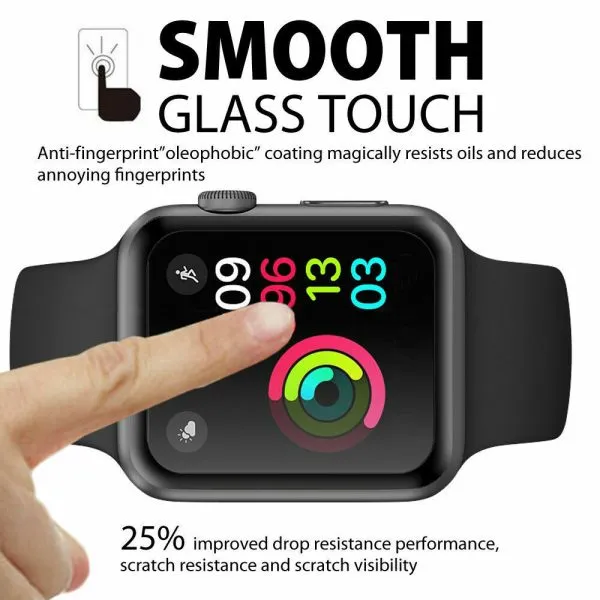 (2 Pcs) Fitbit Versa 2 Screen Protector Full Coverage Tempered Glass Guard (Black) - Image 3