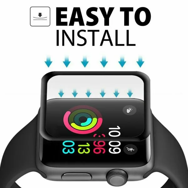 (2 Pcs) Fitbit Versa 2 Screen Protector Full Coverage Tempered Glass Guard (Black) - Image 6