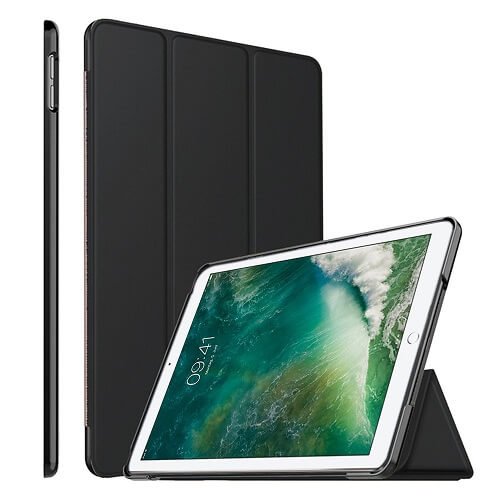 Apple iPad 12.9 2nd Gen 2017 Folio Smart Leather Magnetic Stand Case Cover (Black)