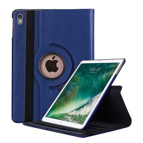 Apple iPad 12.9 2nd Gen 2017 Leather Case, Rotating 360 Degree Stand Smart Shockproof Flip Cover (Blue)