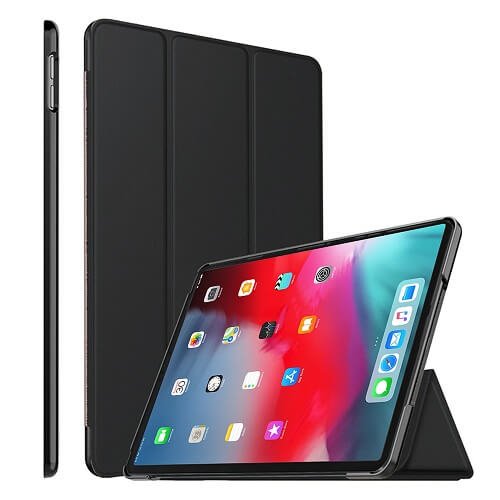 Apple iPad 12.9 3rd Gen 2018 Folio Smart Leather Magnetic Stand Case Cover (Black)