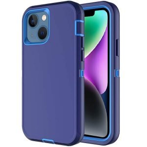 Apple iPhone 14 Case Drop Resistant Defender Tradies Heavy Duty Rugged Shockproof Tough Cover (Blue)