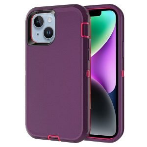 Apple iPhone 14 Case Drop Resistant Defender Tradies Heavy Duty Rugged Shockproof Tough Cover (Purple)