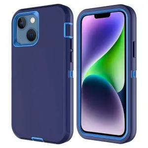 Apple iPhone 14 Plus Case Drop Resistant Defender Tradies Heavy Duty Rugged Shockproof Tough Cover (Blue)