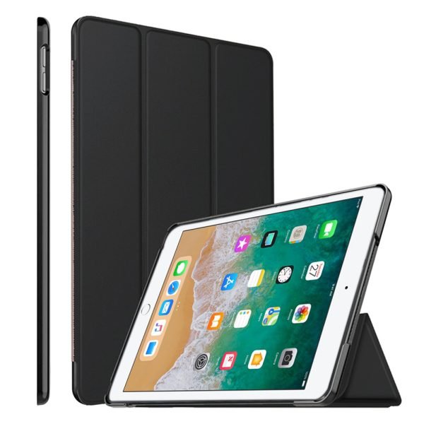 Apple iPad 6th Gen 9.7 Folio Smart Leather Stand Case (Black)