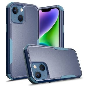 For Apple iPhone 14 3in1 Case Drop Resistant Defender Tradies Hybrid Armor Heavy Duty Rugged Shockproof Tough Cover (Blue)