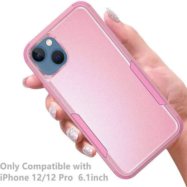 For Apple iPhone 14 3in1 Case Drop Resistant Defender Tradies Hybrid Armor Heavy Duty Rugged Shockproof Tough Cover (Rose Gold)