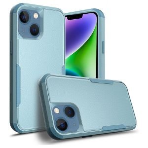 For Apple iPhone 14 3in1 Case Drop Resistant Defender Tradies Hybrid Armor Heavy Duty Rugged Shockproof Tough Cover (Sky Blue)