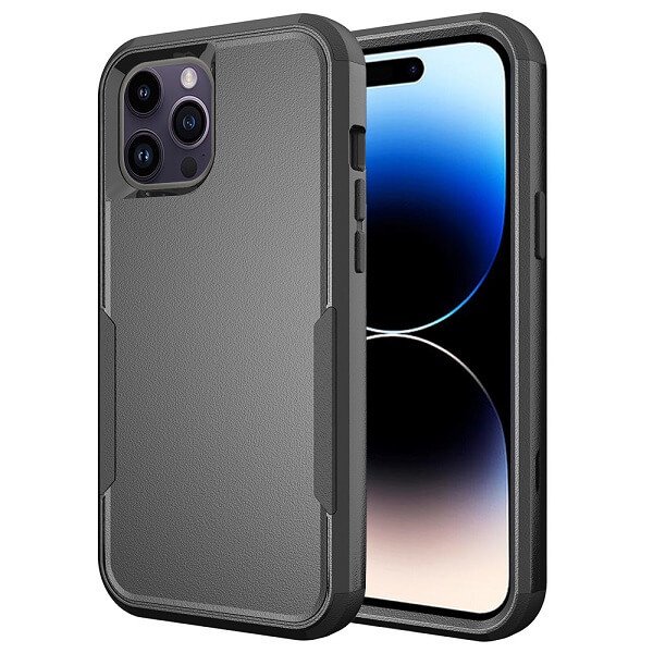 For Apple iPhone 14 Pro 3in1 Case Drop Resistant Defender Tradies Hybrid Armor Heavy Duty Rugged Shockproof Tough Cover (Black)