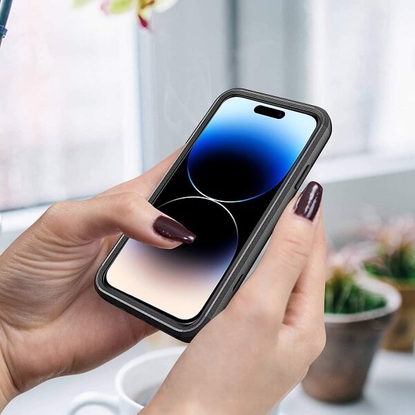 For Apple iPhone 14 Pro 3in1 Case Drop Resistant Defender Tradies Hybrid Armor Heavy Duty Rugged Shockproof Tough Cover (Black)