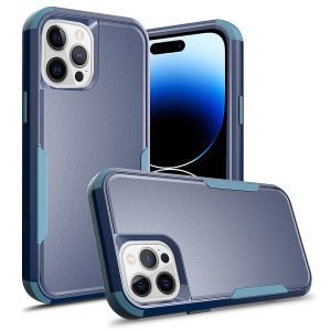 For Apple iPhone 14 Pro 3in1 Case Drop Resistant Defender Tradies Hybrid Armor Heavy Duty Rugged Shockproof Tough Cover (Blue)