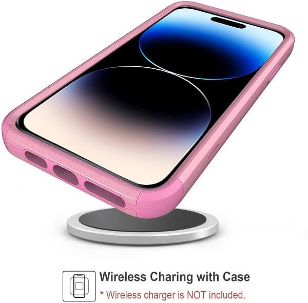 For Apple iPhone 14 Pro 3in1 Case Drop Resistant Defender Tradies Hybrid Armor Heavy Duty Rugged Shockproof Tough Cover (Rose Gold)