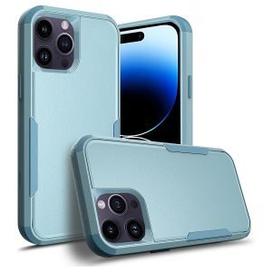 For Apple iPhone 14 Pro 3in1 Case Drop Resistant Defender Tradies Hybrid Armor Heavy Duty Rugged Shockproof Tough Cover (Sky Blue)