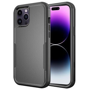 For Apple iPhone 14 Pro Max 3in1 Case Drop Resistant Defender Hybrid Armor Heavy Duty Rugged Shockproof Tough Cover (Black)