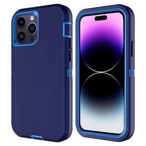 For Apple iPhone 14 Pro Max Case Drop Resistant Defender Tradies Heavy Duty Rugged Shockproof Tough Cover (Blue)