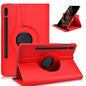 Samsung Galaxy Tab S8 Ultra 14.6 SM-X900 /X906 Leather Case 360 Degree Rotate Smart Stand Cover (Red)