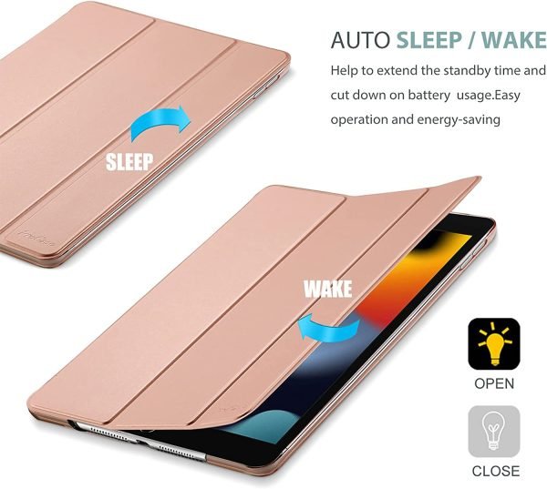 Apple iPad Air 4th Generation Case Folio Smart Leather Shockproof Magnetic Stand Cover (Rose Gold) - Image 5