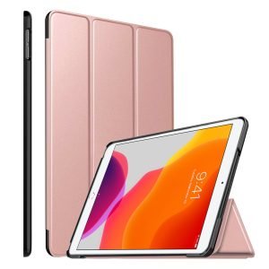 Apple iPad 7th Gen 10.2 Folio Smart Leather Magnetic Stand Case Cover (Rose Gold)