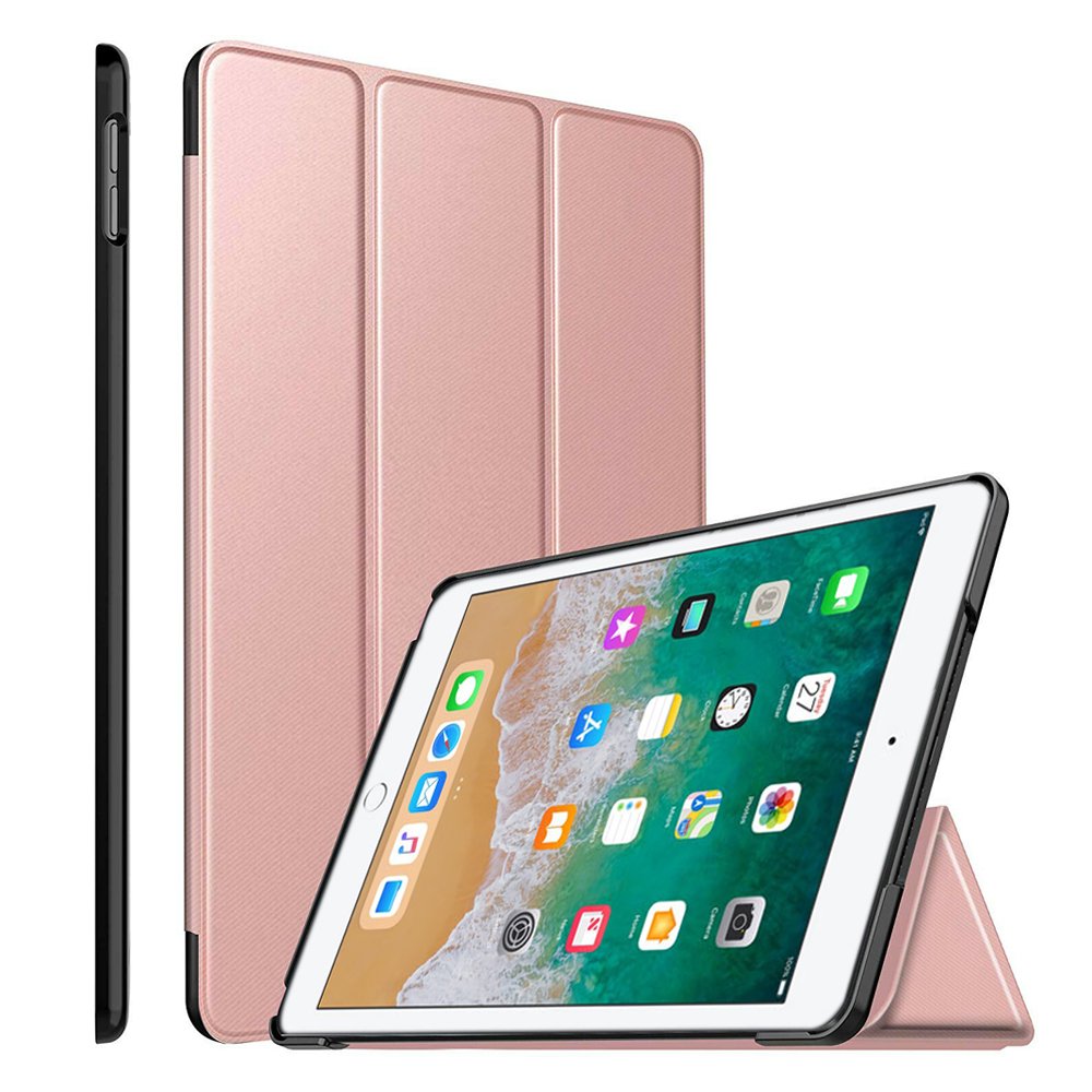 Apple iPad 6th Gen Folio Smart Leather Stand Case (Rose Gold)