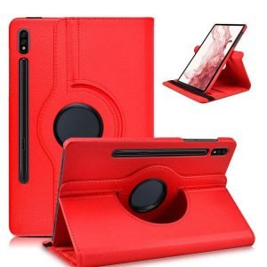 Samsung Galaxy Tab S8 Plus 12.4 SM-X800 /X806 Leather Case 360 Degree Rotate Smart Stand Cover (Red)