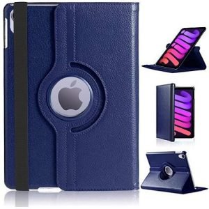 Apple iPad Mini 1/2/3 Leather Case 360 Degree Cover (Blue)
