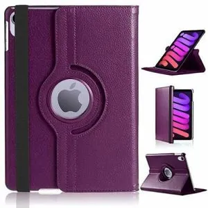 Apple iPad Mini 6 Leather Case 360 Degree Cover (Purple)