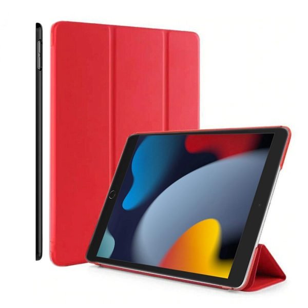 Apple iPad 9th 10.2 Gen Folio Smart Leather Stand Case (Red)