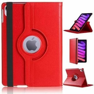 Apple iPad Mini 6 Leather Case 360 Degree Cover (Red)