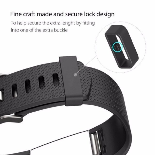 Fitbit Versa Lite Silicone Wristband Adjustable Silicone Rubber Watch Band Kit (Black) - Image 2