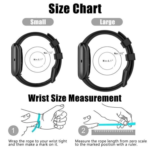 Fitbit Versa Lite Silicone Wristband Adjustable Silicone Rubber Watch Band Kit (Black) - Image 8