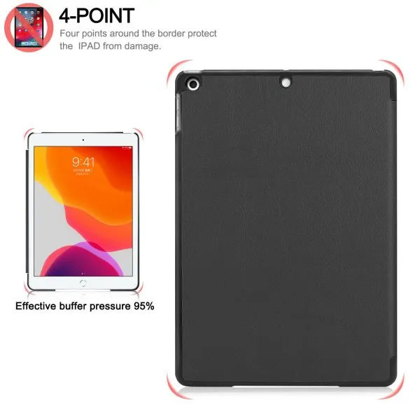 Apple iPad 8th Gen Smart Leather Case, 8 Generation 10.2 Rotating 360 Degree Stand Cover (black)