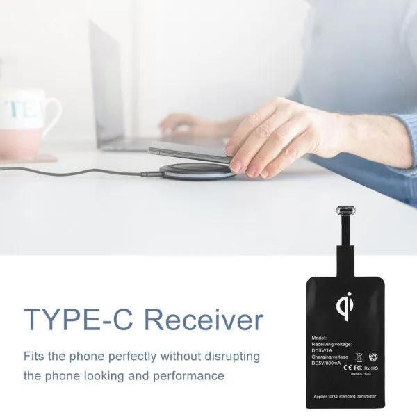 Type C Universal Qi Wireless Charger Receiver Charging Adapter Pad Coil For Andriod (USB-Type C) - Image 4