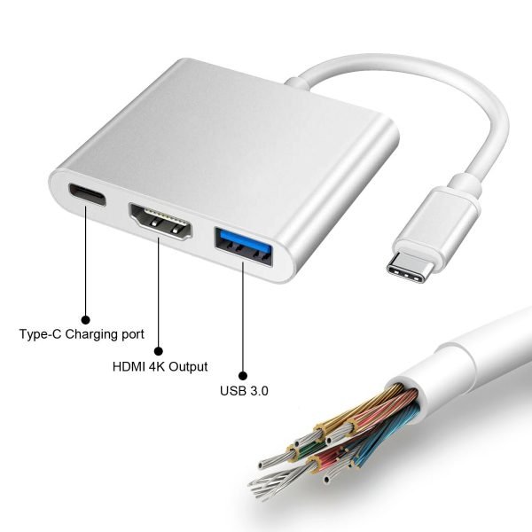 Type C to HDMI USB-C Adapter Converter USB 3.0 Cable 3 in 1 Hub For MacBook Pro - Image 2