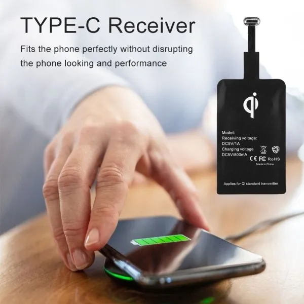 Type C Universal Qi Wireless Charger Receiver Charging Adapter Pad Coil For Andriod (USB-Type C) - Image 7