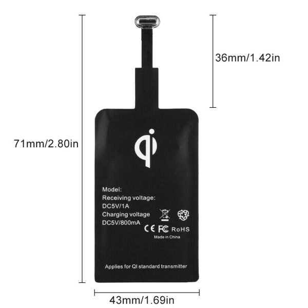 Type C Universal Qi Wireless Charger Receiver Charging Adapter Pad Coil For Andriod (USB-Type C) - Image 8