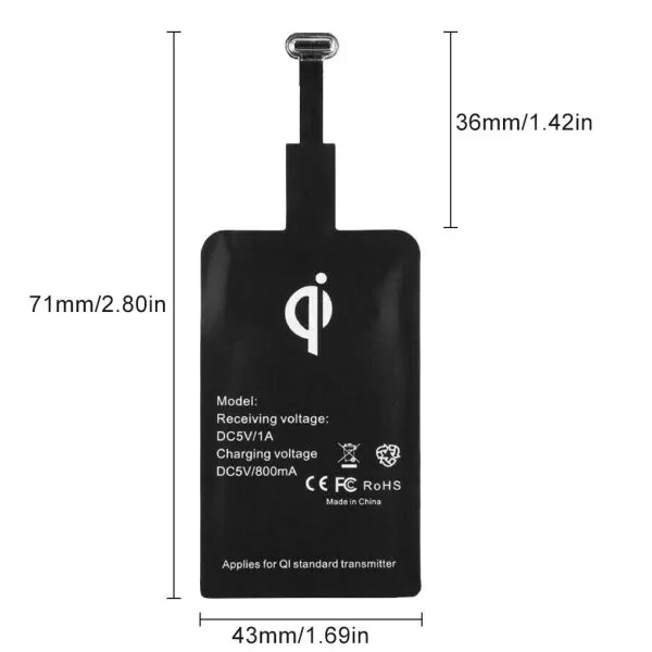 Type C Universal Qi Wireless Charger Receiver Charging Adapter Pad Coil For Andriod (USB-Type C) - Image 8