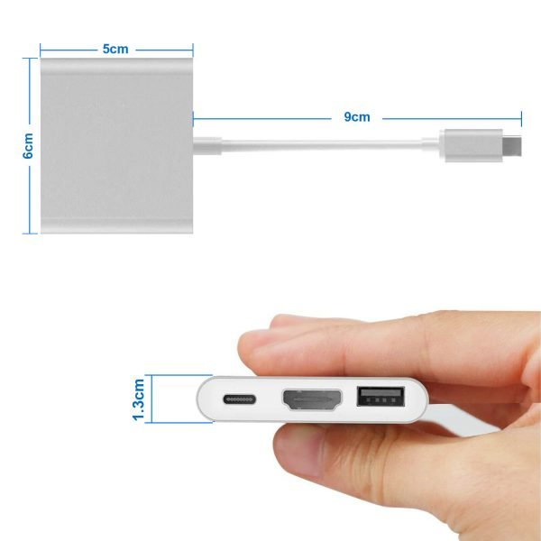 Type C to HDMI USB-C Adapter Converter USB 3.0 Cable 3 in 1 Hub For MacBook Pro
