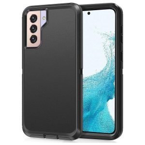 Samsung Galaxy S21 FE Case Drop Resistant Defender Tradies Heavy Duty Rugged Shockproof Tough Cover S21 FE (Black)