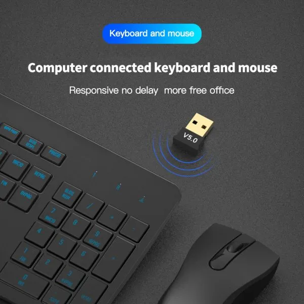 USB Bluetooth Adapter for PC, 5.0 Bluetooth Dongle Receiver (UB500) - Supports Windows 11/10/8.1/7 for Desktop, Laptop, Mouse, Keyboard, Printers, Headsets, Speakers, PS4/ Xbox Controllers