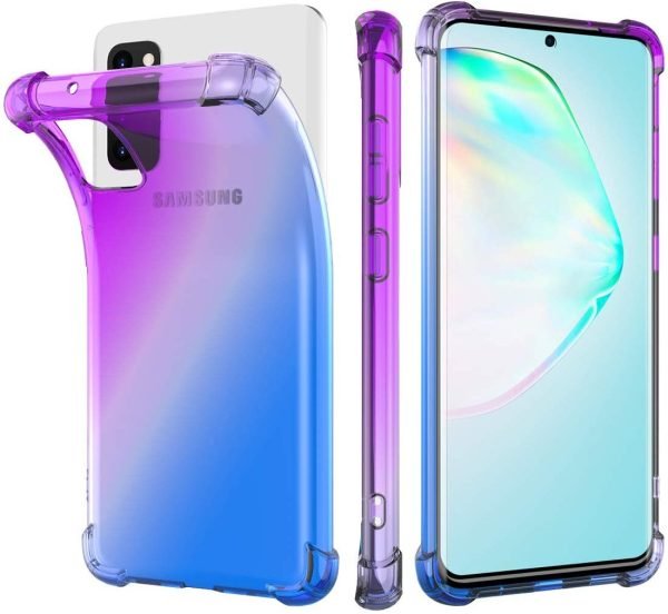 Samsung Galaxy S22 Ultra Clear Rainbow Case Shockproof Tough Gel Transparent Air Cushion Heavy Duty Phone Back Cover (Purple+Blue) - Image 8