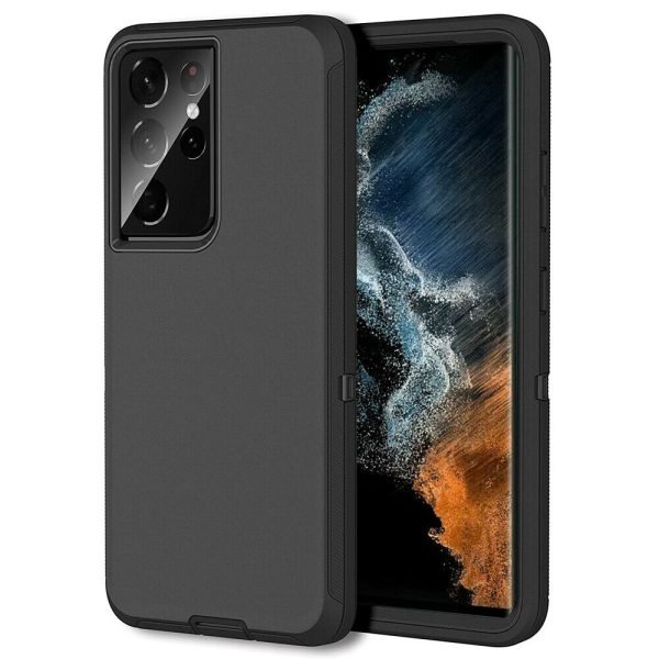 Samsung Galaxy S22 Ultra Case Drop Resistant Defender Tradies Heavy Duty Rugged Shockproof Tough Cover (Black) - Image 2