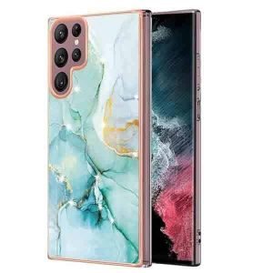 Samsung Galaxy S23 Ultra 5G Case Hard back Marble Pattern Slim Design Enhanced Camera and Screen Protection Girls and Women Cover (Blue)