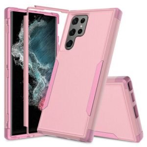 Samsung Galaxy S22 Ultra 5G Case Drop Resistant Adventure Tradies Heavy Duty Rugged Shockproof Tough Cover (Pink)