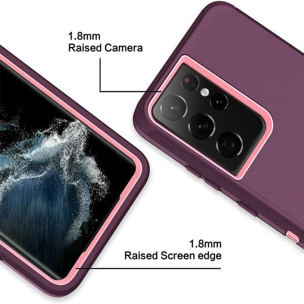 Samsung Galaxy S22 Ultra 5G Case Drop Resistant Defender Tradies Heavy Duty Rugged Shockproof Tough Cover (Purple)