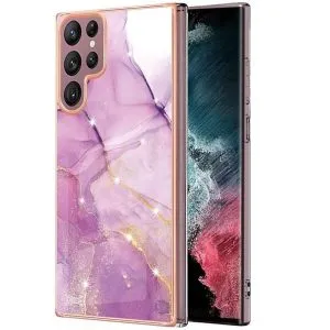 Samsung Galaxy S23 5G Case Hard back Marble Pattern Slim Design Enhanced Camera and Screen Protection Girls and Women Cover (Purple)