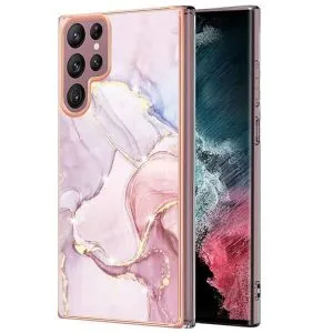 Samsung Galaxy S23 Ultra 5G Case Hard back Marble Pattern Slim Design Enhanced Camera and Screen Protection Girls and Women Cover (Rose Gold)