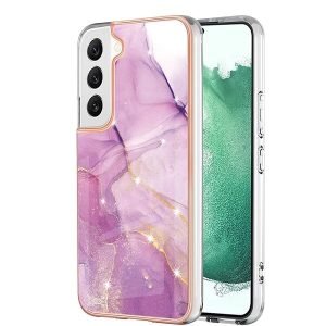 Samsung Galaxy S22 5G Case Hard back Marble Pattern Slim Design Enhanced Camera and Screen Protection Girls and Women Cover (Purple)